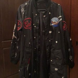 Brand New Space Themed satin Coat